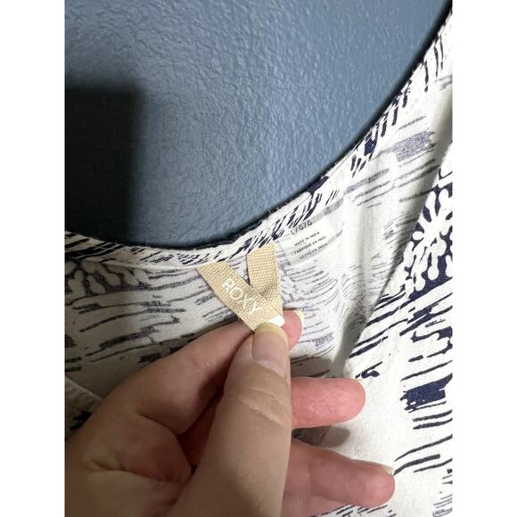 Roxy Wrap Dress Women's Size Large Floral Hawaiian Sundress Preppy Detail Sleeve - Picture 9 of 13